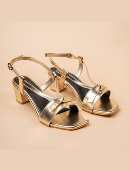 VANSON - Eclipse Party Gold Block Heel Sandal