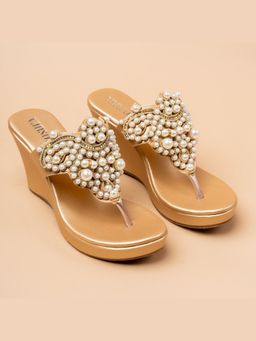 VANSON - Opaline Gold Wedge Heel Wedges