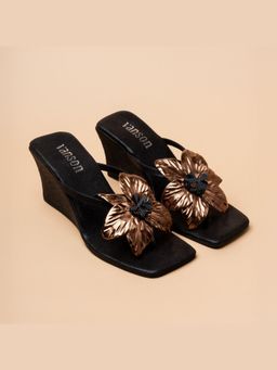 VANSON - Lily Bronze Black Wedge Heel Wedges