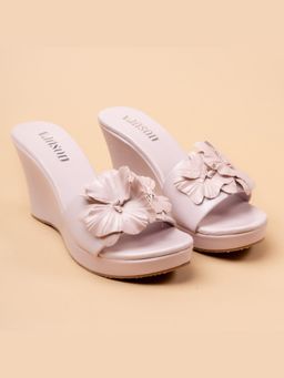 VANSON - Garland Flower Pink Wedge Heel Wedges