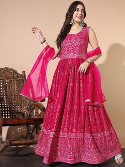 Chhabra 555 - Pink Embellished Dress with Dupatta (Set of 2)