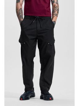 Snitch - Black Solid Relaxed Casual Cargo Pant