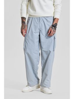 Snitch - Light Blue Solid Loose Casual Cargo Pant