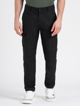 Red Tape - Men Solid Black Pure Cotton Cargo Pant