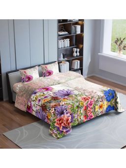 Synergized Cotton - Floral Symphony King Sateen Bedsheet Natures Elegance 300Tc with 2 Pillow Covers