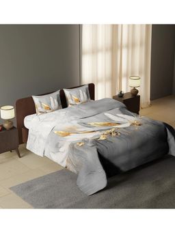 Synergized Cotton - Grey Luxurious Harmony King Sateen Bedsheet 300Tc with 2 Pillow Covers