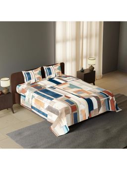 Synergized Cotton - Prism King Sateen Bedsheet Geometric Serenity 300Tc with 2 Pillow Covers