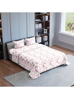 Synergized Cotton - Country Flower Pink King Bedsheet 190Tc Twill Weave with 2 Pillow Covers
