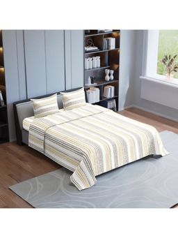 Synergized Cotton - Stripes Of Brown King Bedsheet 190Tc Twill Weave with 2 Pillow Covers