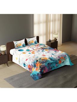 Synergized Cotton - Azure Eden Luxurious King Percale Bedsheet 225Tc with 2 Pillow Covers