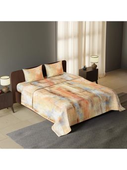 Synergized Cotton - Shades Of Sand Luxurious King Percale Bedsheet 225Tc with 2 Pillow Covers