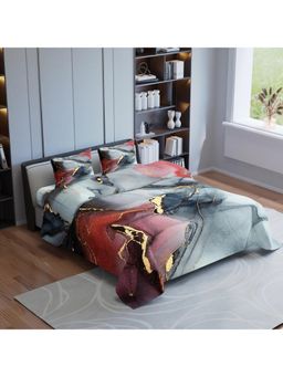 Synergized Cotton - Radiant Fiery Red Blaze Luxurious King Percale Bedsheet with 2 Pillow Covers