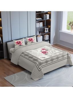 Synergized Cotton - Pink Petals In A Frame Luxurious King Percale Bedsheet 225Tc with 2 Pillow Covers