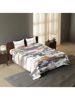 Synergized Cotton - Purple Labyrinth Luxurious King Percale Bedsheet 225Tc with 2 Pillow Covers