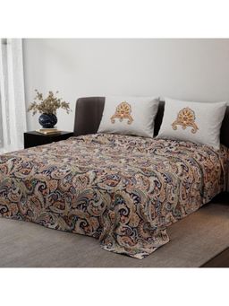 Synergized Cotton - Heritage Bliss Pure Satin Digital Era Bedsheet with 2 Pillow Covers (King)