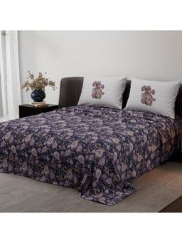 Synergized Cotton - Heritage Bliss Pink Pure Satin Digital Era Bedsheet with 2 Pillow Covers (King)