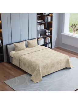 Synergized Cotton - Jacquard Essence Light Brown Super Soft Bedsheet with 2 Pillow Covers (King)