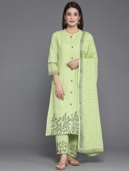 Libas - Womens Green Kurta with Pant and Dupatta (Set of 3)