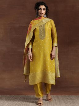 Libas - Womens Yellow Kurta with Pant and Dupatta (Set of 3)