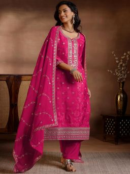 Libas - Womens Pink Kurta with Pant and Dupatta (Set of 3)