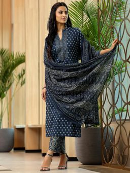 Libas - Womens Blue Kurta with Pant and Dupatta (Set of 3)
