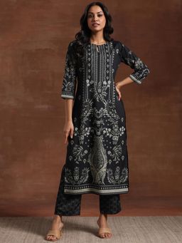 Libas - Womens Black Kurta with Pant (Set of 2)