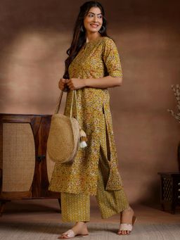 Libas - Womens Yellow Kurta with Palazzo (Set of 2)