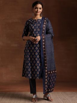 Libas - Womens Blue Kurta with Pant and Dupatta (Set of 3)