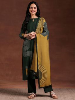 Libas - Womens Green Kurta with Pant and Dupatta (Set of 3)