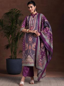 Libas - Womens Purple Kurta with Pant and Dupatta (Set of 3)