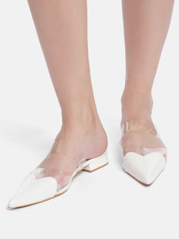 Zori World - Amor White Heart Toed Mule Heels