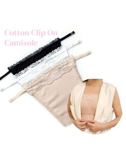 Rheal Curve - Women's Pure Cotton Inserts Adjustable Cleavage Covers Clip-On Camisole (Pack of 3)