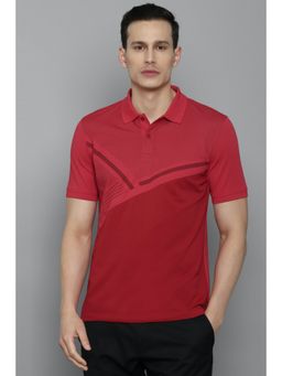 Louis Philippe - Men Red Print Polo Neck T-shirt