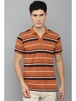 American Eagle - Men Orange Stripe Polo Neck T-shirt