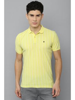 Louis Philippe - Men Yellow Stripe Polo Neck T-shirt