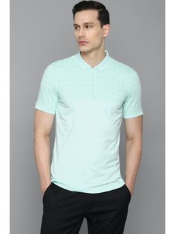 Louis Philippe - Men Blue Solid Polo Neck T-shirt