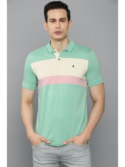 Louis Philippe - Men Green Print Polo Neck T-shirt