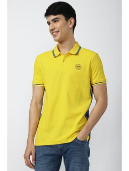 Peter England - Men Yellow Print Collar Neck Polo T-shirts
