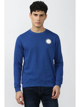 Van Heusen - Men Blue Solid Crew Neck Sweatshirt