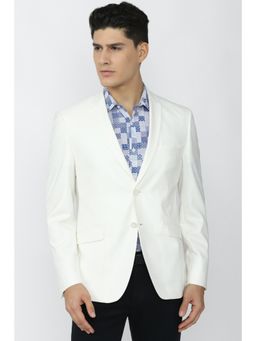 Louis Philippe - Men White Textured Skinny Fit Casual Blazer