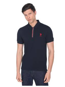 U.S. POLO ASSN. - Zipper Cotton Polo T-shirt