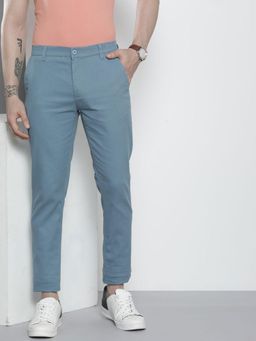 The Indian Garage Co - Men Slim Fit Mid-Rise Solid Blue Chinos