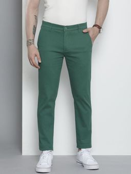 The Indian Garage Co - Men Slim Fit Mid-Rise Solid Green Chinos