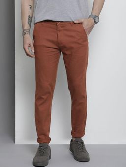 The Indian Garage Co - Men Slim Fit Mid-Rise Solid Brown Chinos