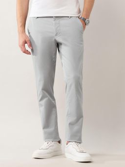 Arrow Sports - Men Slim Fit Mid-Rise Solid Grey Casual Trouser