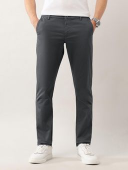Arrow Sports - Men Slim Fit Mid-Rise Solid Grey Casual Trouser