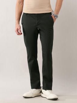 Arrow Sports - Men Slim Fit Mid-Rise Solid Black Casual Trouser