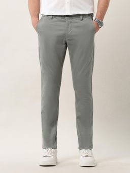 Arrow Sports - Men Slim Fit Mid-Rise Solid Grey Casual Trouser