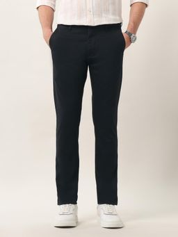 Arrow Sports - Men Slim Fit Mid-Rise Solid Black Casual Trouser