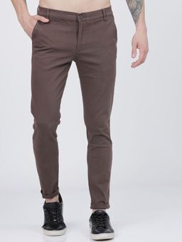 The Indian Garage Co - Men Slim Fit Mid-Rise Solid Brown Chinos